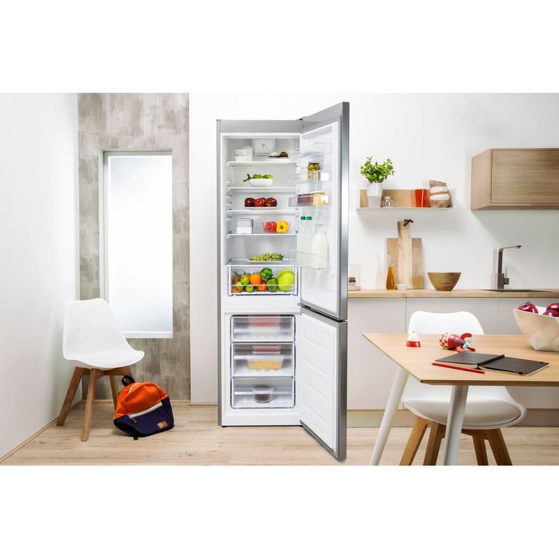 Indesit-Lodowka-z-zamrażarką-Wolnostojące-LR9-S1Q-F-X-Optyczny-Inox-Dwudrzwiow-y-a-Lifestyle-frontal-open