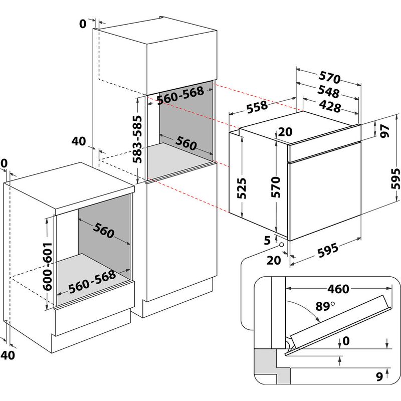 Indesit-Piekarnik-Do-zabudowy-IFW-3841-JH-IX-Elektryczny-A--Technical-drawing