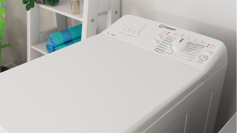 Indesit Pralka Wolnostojące BTW L50300 PL/N Biel Ładowana od góry D Lifestyle perspective