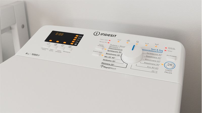Indesit Pralka Wolnostojące BTW  W S60300 PL/N Biel Ładowana od góry D Lifestyle control panel