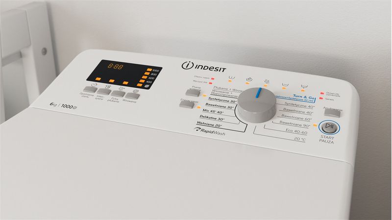Indesit Pralka Wolnostojące BTW S60300 PL/N Biel Ładowana od góry D Lifestyle control panel