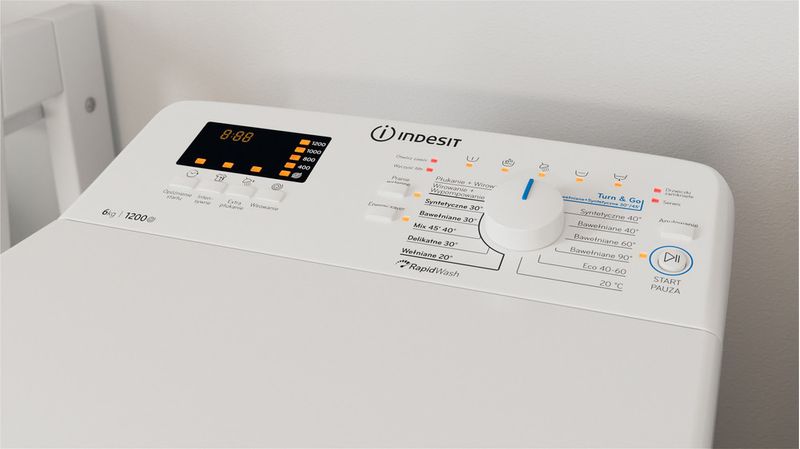 Indesit Pralka Wolnostojące BTW S6230P PL/N Biel Ładowana od góry D Lifestyle control panel