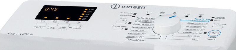 Indesit Pralka Wolnostojące BTW S6230P PL/N Biel Ładowana od góry D Control panel