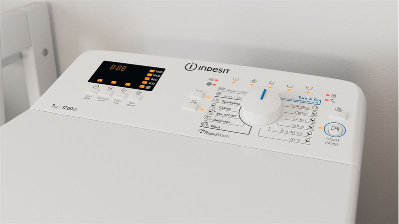 Indesit Pralka Wolnostojące BTW S72200 EU/N Biel Ładowana od góry E Lifestyle control panel