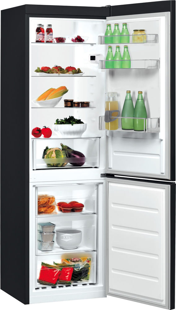 Indesit Lodówka z zamrażarką Wolnostojące LI8 SN2E K Czarny Dwudrzwiow(y)a Perspective open
