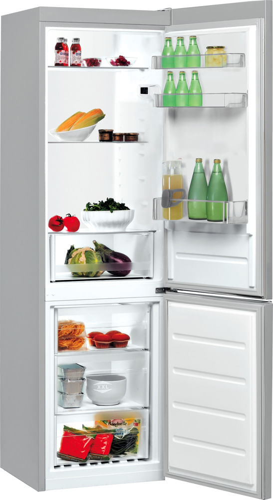 Indesit Lodówka z zamrażarką Wolnostojące LI7 S1E S Srebrny Dwudrzwiow(y)a Perspective open