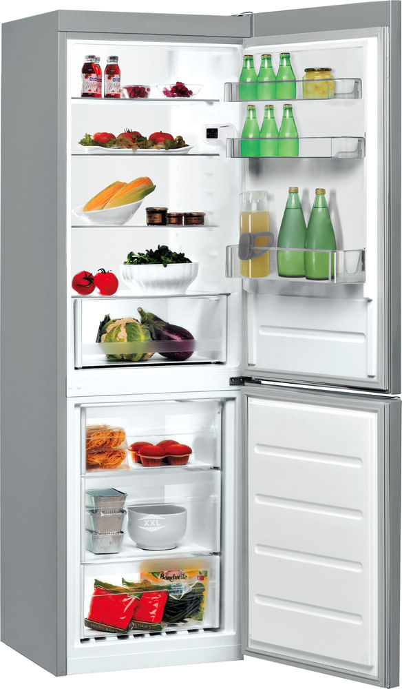 Indesit Lodówka z zamrażarką Wolnostojące LI7 SN1E X Inox Dwudrzwiow(y)a Perspective open