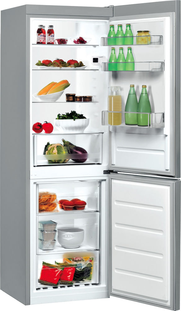 Indesit Lodówka z zamrażarką Wolnostojące LI7 SN2E X Inox Dwudrzwiow(y)a Perspective open