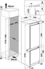 Indesit-Lodowka-z-zamrażarką-Do-zabudowy-INC18-T311-Biel-Dwudrzwiow-y-a-Technical-drawing