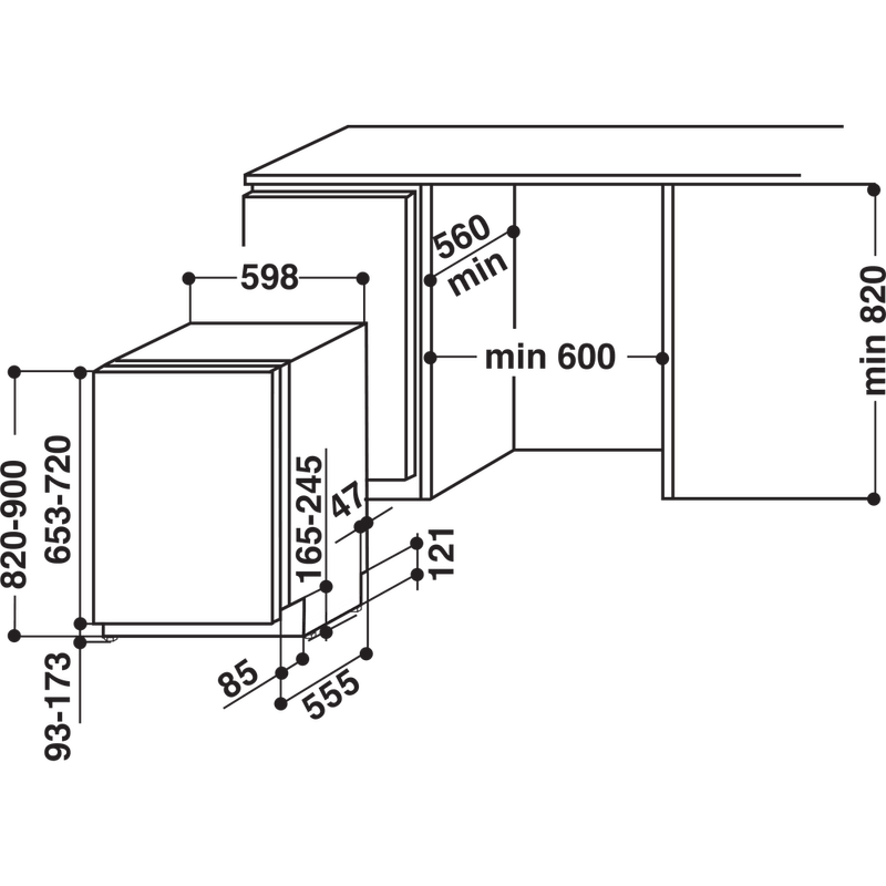 Indesit-Zmywarka-Do-zabudowy-DIFP-18B1-A-EU-Zintegrowane-A-Technical-drawing