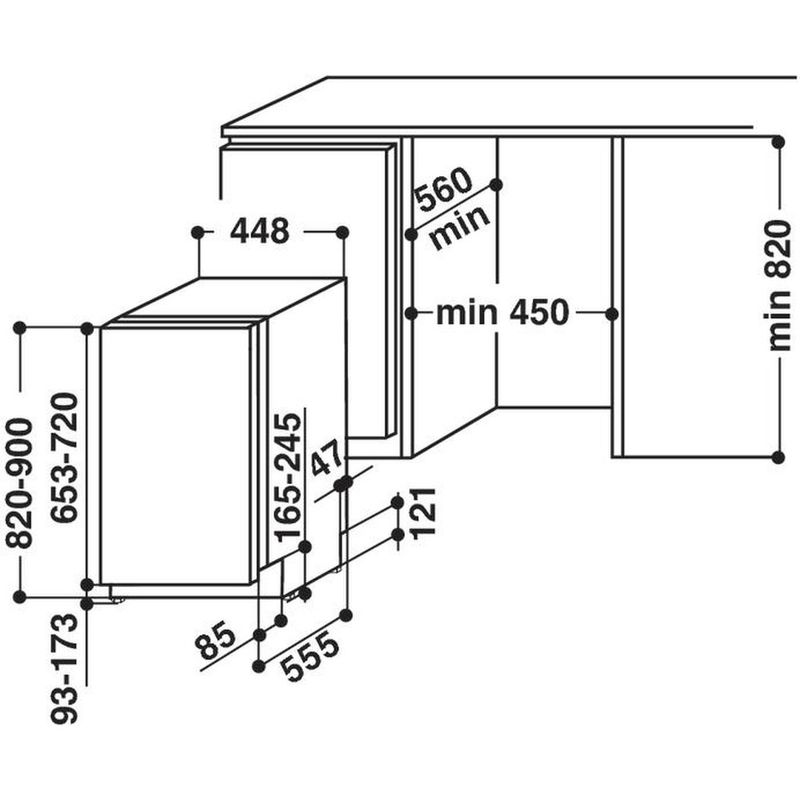 Indesit-Zmywarka-Do-zabudowy-DISR-57M17-CAL-EU-Zintegrowane-A-Technical-drawing