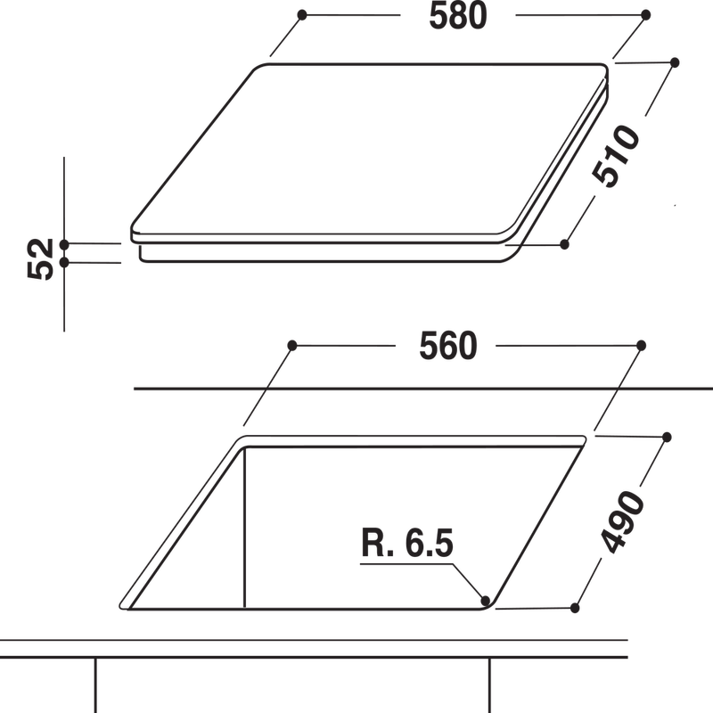 Indesit-Płyta-grzewcza-VIA-640-0-C-Czarny-Induction-vitroceramic-Technical-drawing