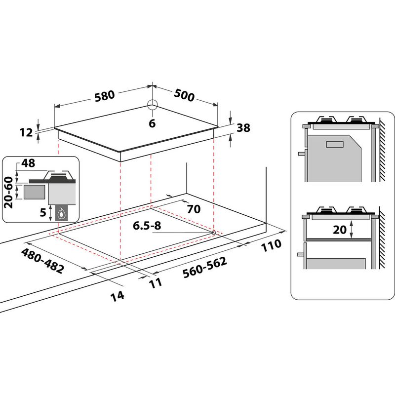 Indesit-Płyta-grzewcza-PAA-642-IX-I-EX-Inox-Gazowy-Technical-drawing