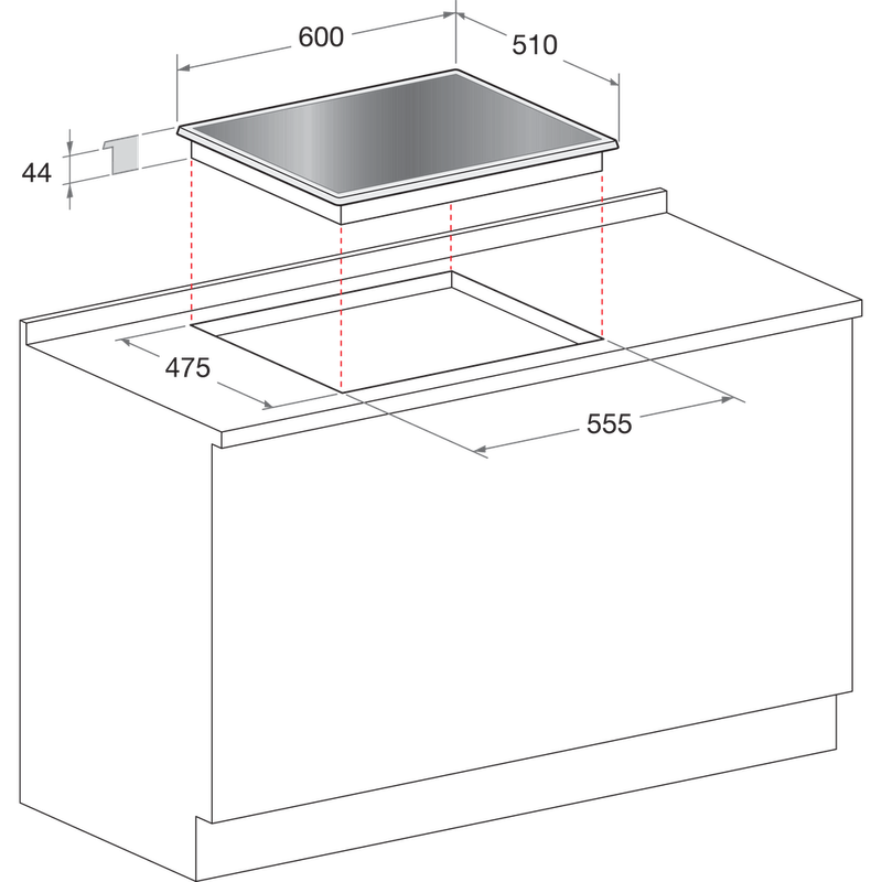 Indesit-Płyta-grzewcza-PR-642--I-WH--Biel-Gazowy-Technical-drawing