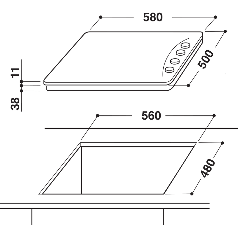 Indesit-Płyta-grzewcza-642-PAA--I-BK--Czarny-Gazowy-Technical-drawing