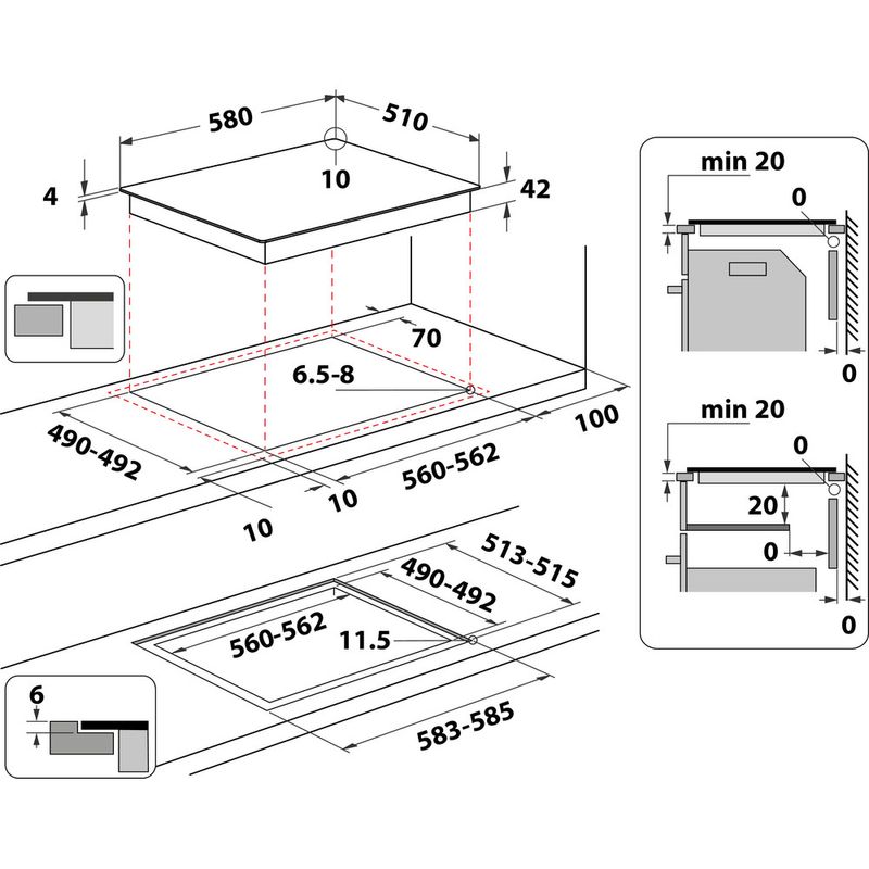 Indesit-Płyta-grzewcza-RI-161-C-Czarny-Radiant-vitroceramic-Technical-drawing
