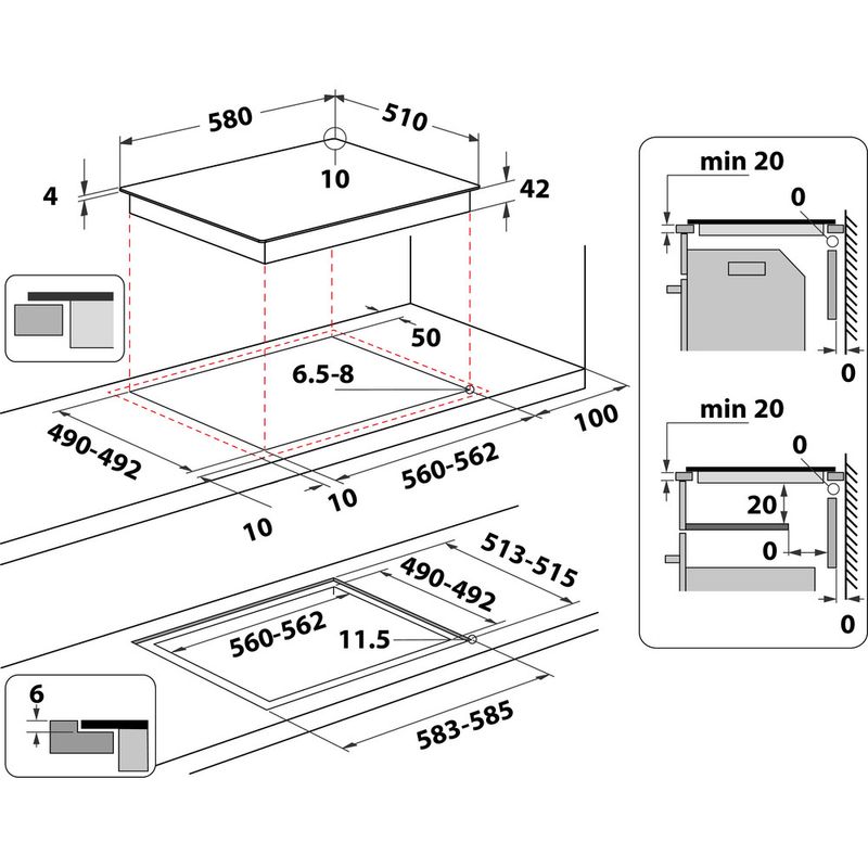 Indesit-Płyta-grzewcza-AAR-160-C-Czarny-Radiant-vitroceramic-Technical-drawing