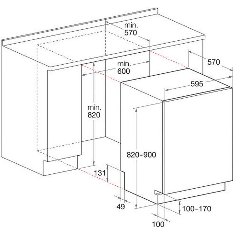 Indesit-Zmywarka-Do-zabudowy-DIFP-8T94-Z-Zintegrowane-A-Technical-drawing