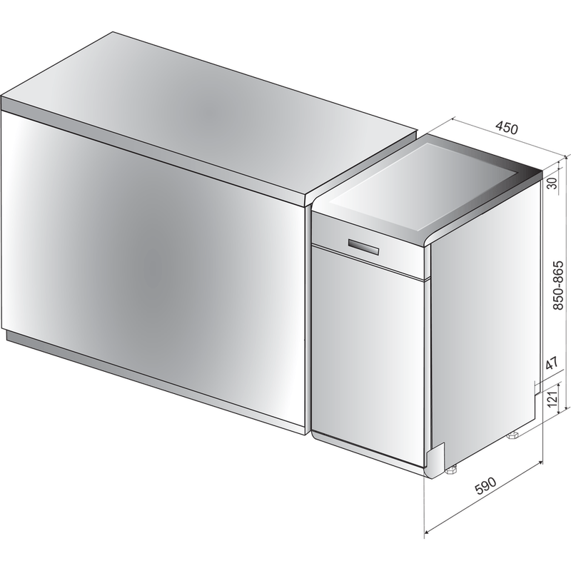 Indesit-Zmywarka-Wolnostojące-DSFO-3T224-Wolnostojące-A---Technical-drawing