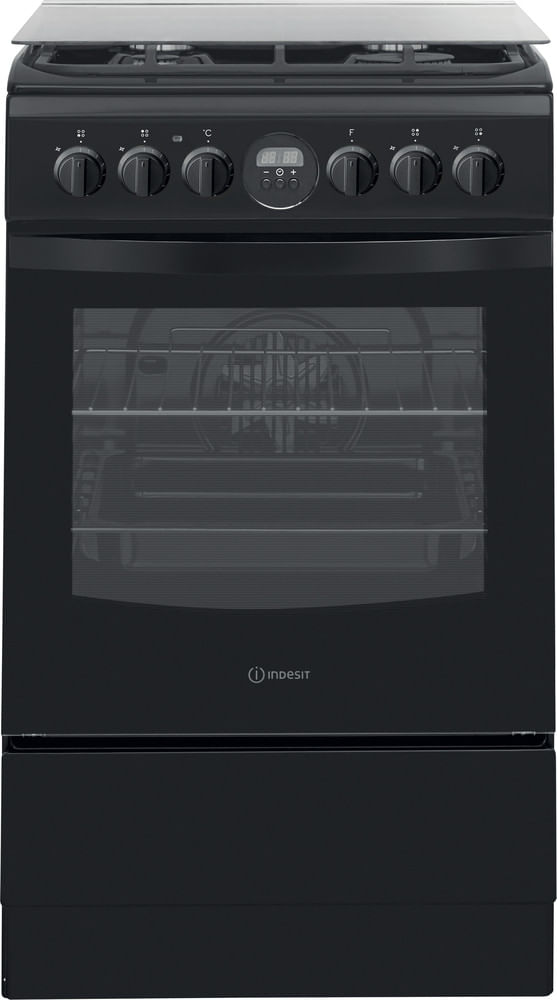 Indesit-Kuchenka-IS5G8CHB-PO-Czarny-Gazowy-Frontal