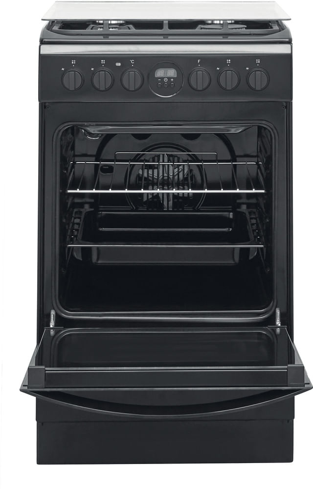 Indesit Kuchenka IS5G8CHB/PO Czarny Gazowy Frontal open