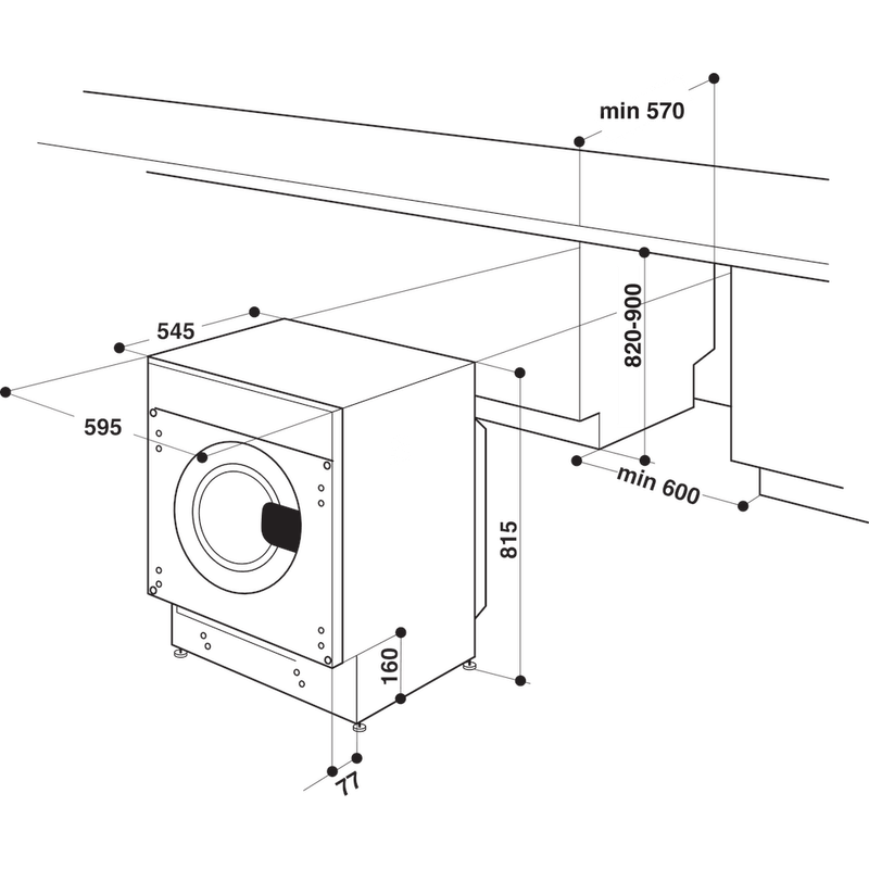 Indesit-Pralka-Do-zabudowy-BI-WMIL-71452-EU-Biel-Ładowany-od-frontu-A---Technical-drawing