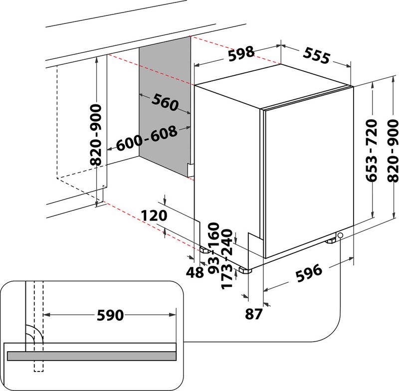 Indesit-Zmywarka-Do-zabudowy-DIE-2B19-A-Zintegrowane-F-Technical-drawing