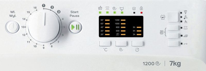 Indesit Pralka Wolnostojące MTWA 71252 W PL Biel Ładowany od frontu E Control panel