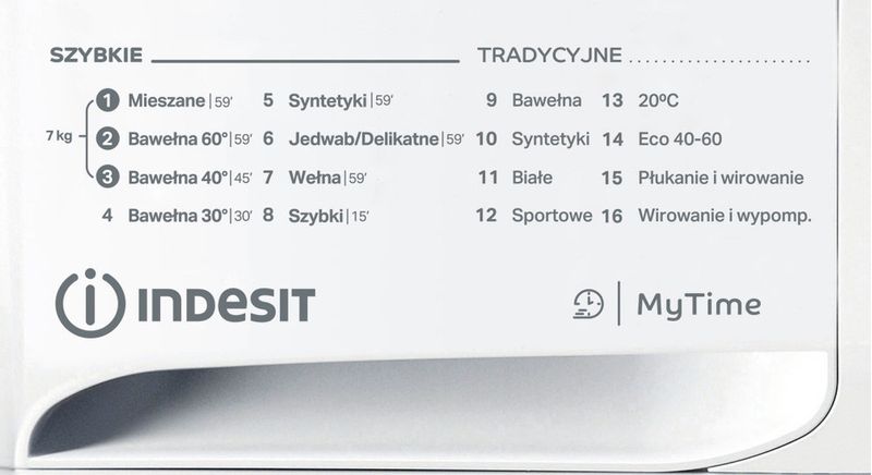 Indesit Pralka Wolnostojące MTWA 71252 W PL Biel Ładowany od frontu E Program