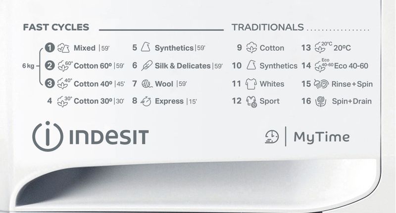 Indesit Pralka Wolnostojące MTWSE 61252 WK EE Biel Ładowany od frontu F Program