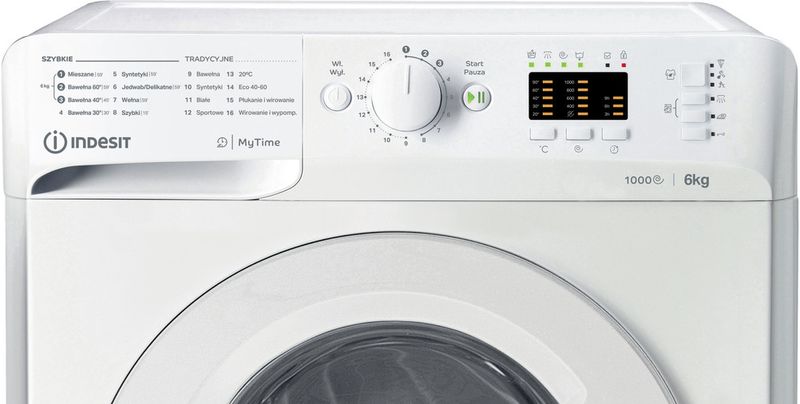 Indesit Pralka Wolnostojące MTWA 61051 W PL Biel Ładowany od frontu F Control panel