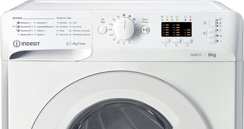 Indesit Pralka Wolnostojące MTWSA 61252 W PL Biel Ładowany od frontu F Control panel