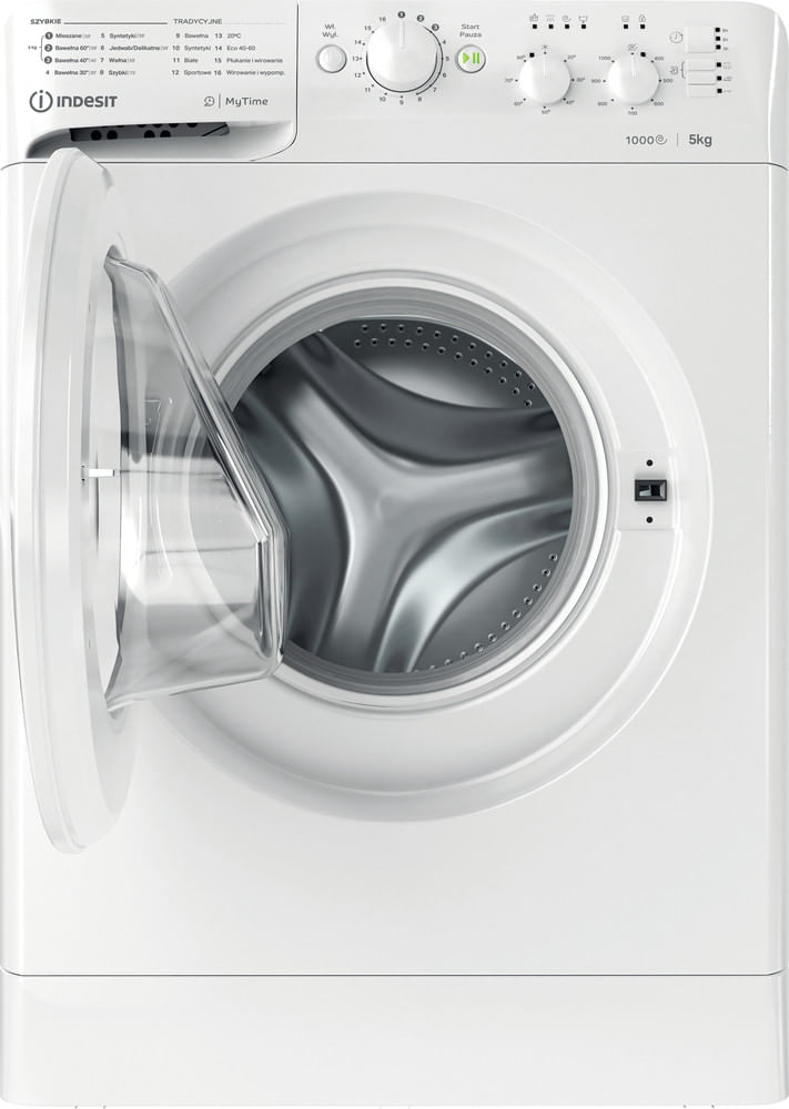 Indesit Pralka Wolnostojące MTWSC 510511 W PL Biel Ładowany od frontu F Frontal open