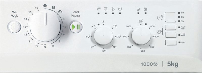 Indesit Pralka Wolnostojące MTWSC 510511 W PL Biel Ładowany od frontu F Control panel
