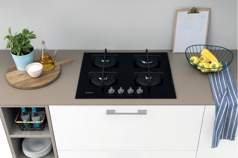 Indesit Płyta grzewcza ING 61T/BK Czarny Gazowy Lifestyle frontal top down
