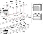 Indesit Płyta grzewcza ING 61T/BK Czarny Gazowy Technical drawing
