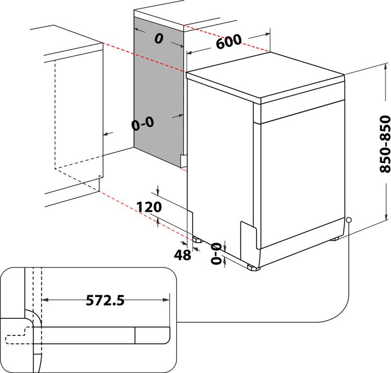 Indesit-Zmywarka-Wolnostojące-DFC-2B-19-AC-X-Wolnostojące-F-Technical-drawing