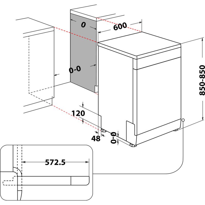 Indesit-Zmywarka-Wolnostojące-DFO-3C26-X-Wolnostojące-E-Technical-drawing