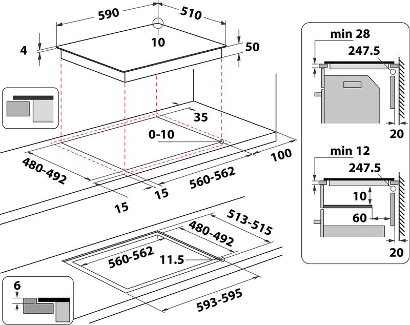 Indesit-Płyta-grzewcza-IS-15Q60-NE-Czarny-Induction-vitroceramic-Technical-drawing