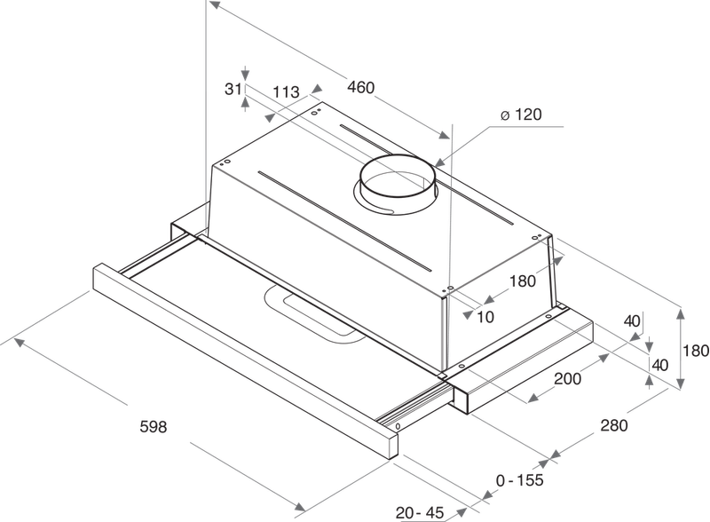 Indesit-Okap-Do-zabudowy-H-461-X-H2G-Inox-Do-zabudowy-Mechaniczny-Technical-drawing