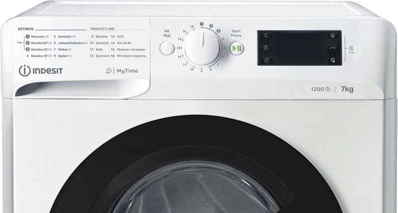 Indesit Pralka Wolnostojące MTWE 71252 WK PL Biel Ładowany od frontu E Control panel