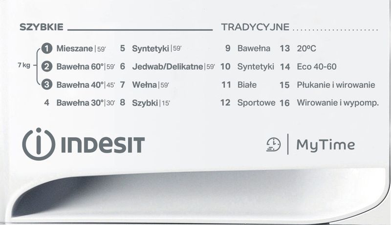 Indesit Pralka Wolnostojące MTWE 71252 WK PL Biel Ładowany od frontu E Program