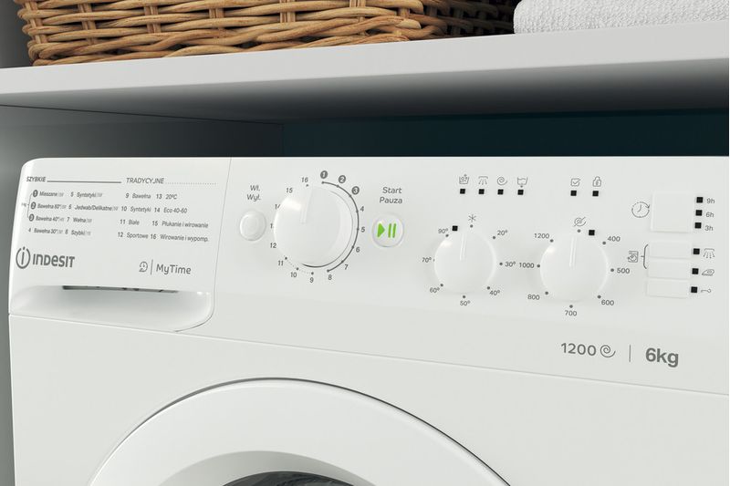 Indesit Pralka Wolnostojące MTWSC 61252 W PL Biel Ładowany od frontu F Lifestyle control panel