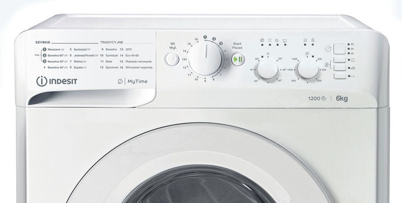 Indesit Pralka Wolnostojące MTWSC 61252 W PL Biel Ładowany od frontu F Control panel