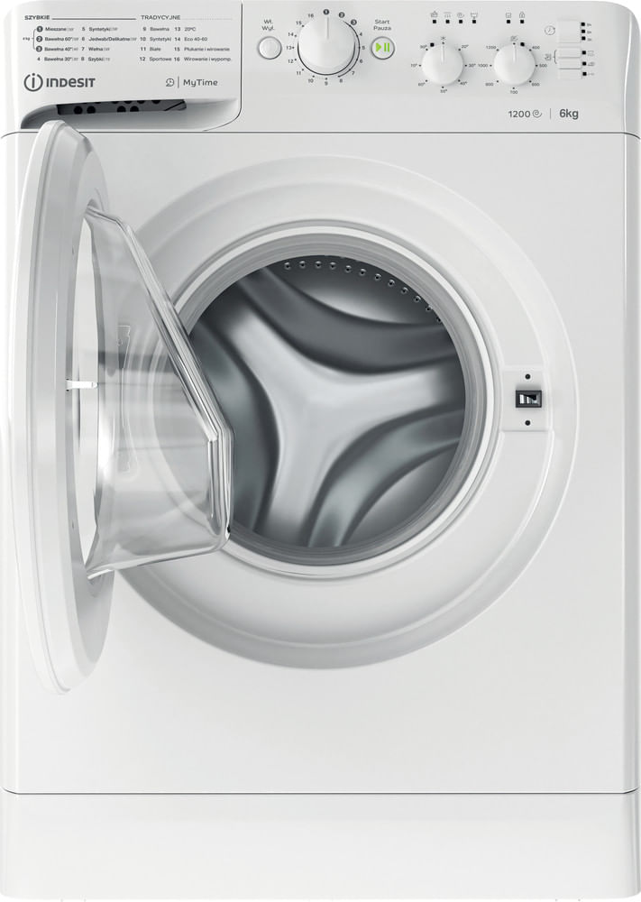 Indesit Pralka Wolnostojące MTWSC 61252 W PL Biel Ładowany od frontu F Frontal open