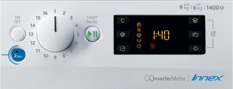 Indesit Pralkosuszarka Wolnostojące BDE 961483X WS EU N Biel Ładowany od frontu Control panel