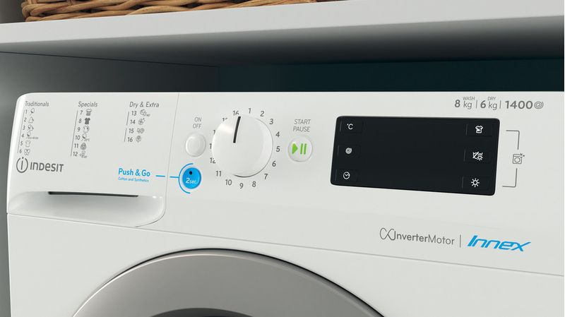 Indesit Pralkosuszarka Wolnostojące BDE 861483X WS EU N Biel Ładowany od frontu Lifestyle control panel