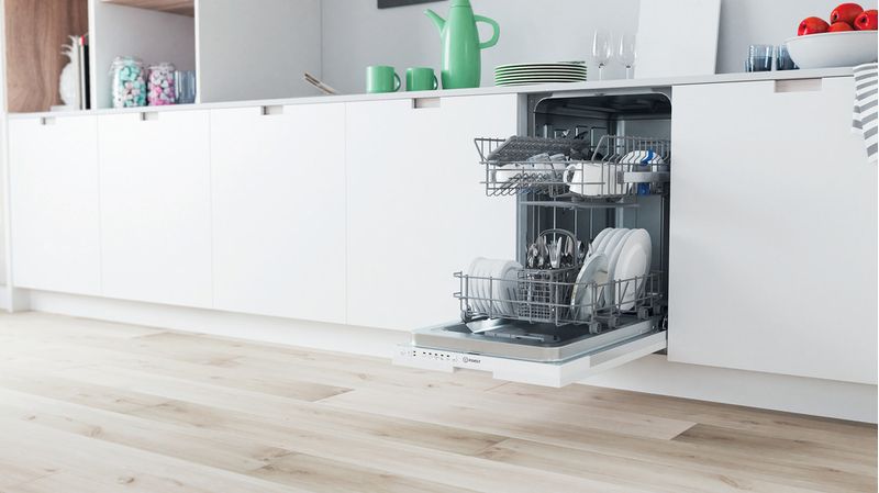 Indesit Zmywarka Do zabudowy DSIE 2B10 Zintegrowane F Lifestyle perspective open