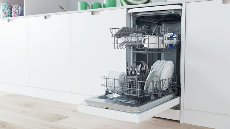 Indesit Zmywarka Wolnostojące DSFE 1B10 Wolnostojące F Lifestyle perspective open