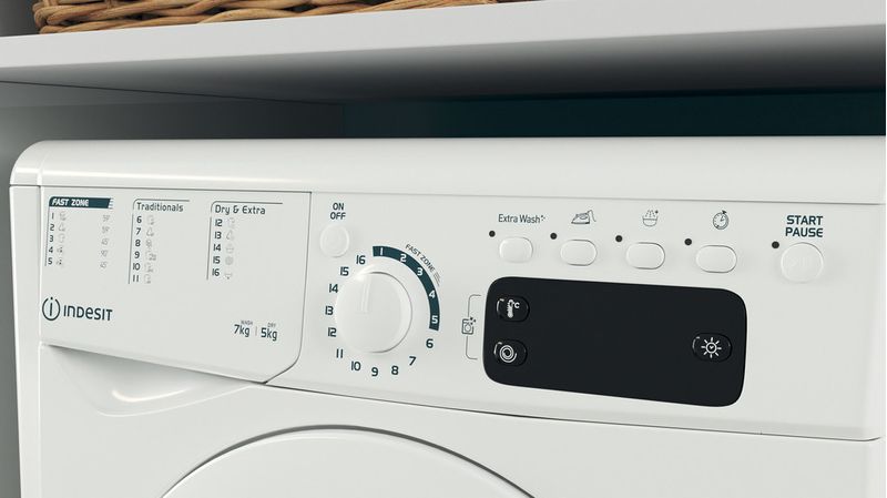 Indesit Pralkosuszarka Wolnostojące EWDE 751451 W EU N Biel Ładowany od frontu Lifestyle control panel